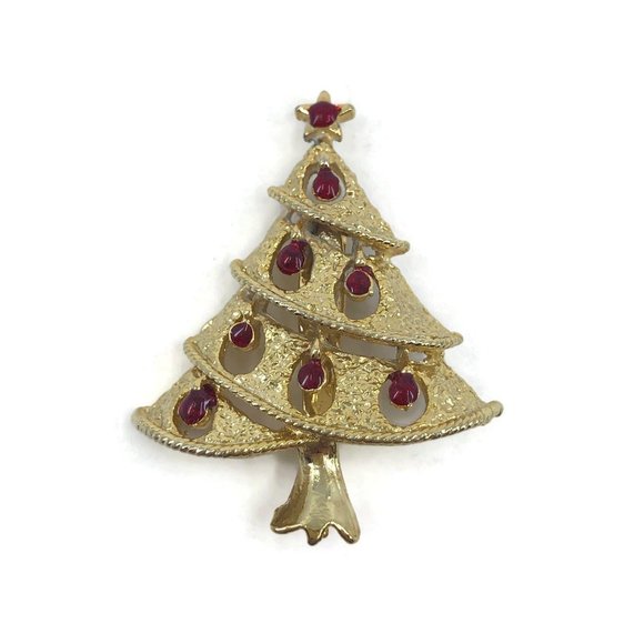 Rhinestone Christmas Tree Brooch, Christmas Party - Picture 1 of 8